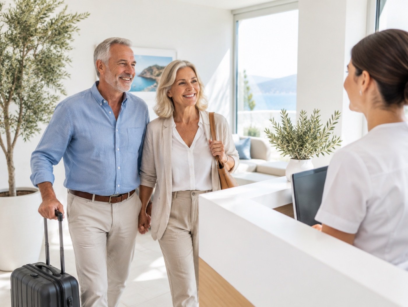 Couple arriving at a clinic